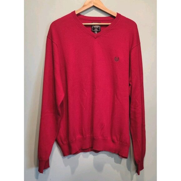 Mens Red Cashmere Blend V Neck Sweater Chaps Holiday Sz XL - Picture 1 of 8